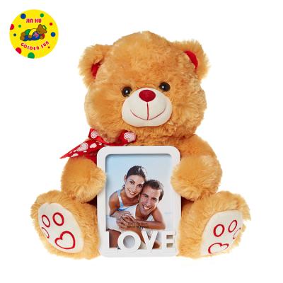 China Promotion Gift Or Valentine's Day Gift Soft Plush Toys Teddy Bear With Photo Frame For Girlfriend for sale