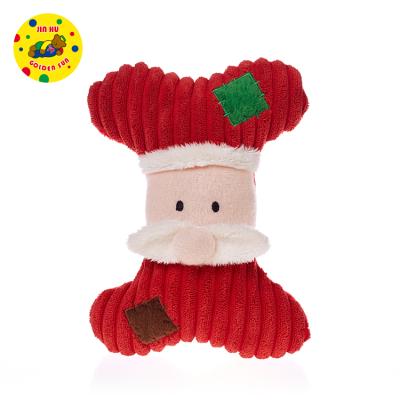 China Viable Plush Dog Interactive Toys Christmas Gift Bone Dog Squeaky Chew Toys for sale