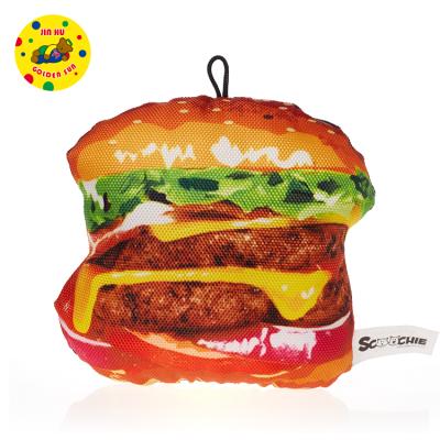 China Viable Toy Bite-Resistance Strong Tooth Cleaning Hamburger Dog Toys Chewing Pet Biting Healthy Squeaky Toys for sale