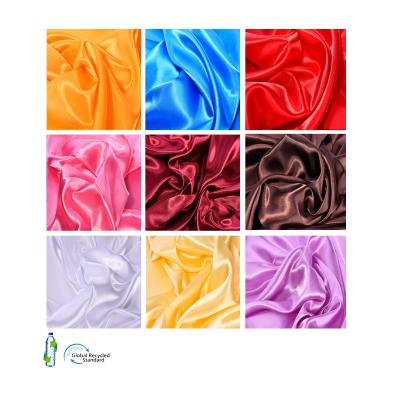 China Current Wholesale Shiny Polyester Tear-Resistant Scratching Pure Soft Recycle Satin Natural Silk Fabric For Dresses Gift Box for sale