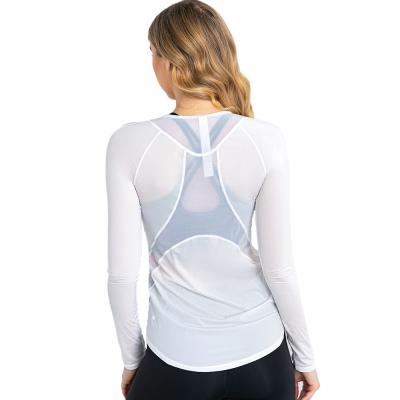 China Breathable Women's Long Sleeve T-Shirt Sports Fitness Yoga Wear Sports Bra Quick Dry Cross Yoga Tops Gym Sweatshirt for sale