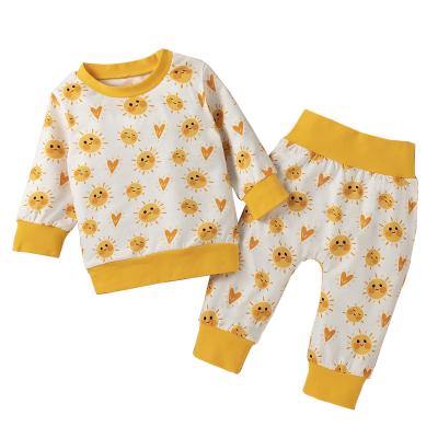 China Autumn New QUICK DRY Children's Clothing Set Sun Print Hoodie Home Set for sale