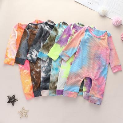 China 100% Cotton Autumn Baby Clothing Toddler Tie Dye Long Sleeve Jumpsuit Rompers for sale