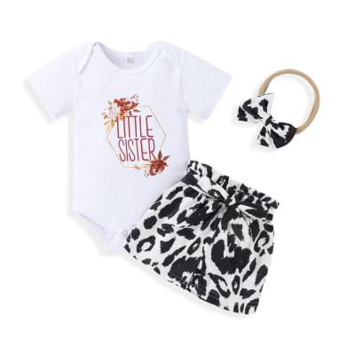 China Polyester / Cotton Baby T-shirt Set 3 - Piece Summer Girls Short Sleeve Dress Set 2021 Hot Sale Like Cakes for sale