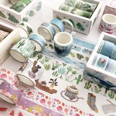 China Waterproof creative cute Korean stationery 8rolls/box decoration DIY washi paper pad ribbon set for sale