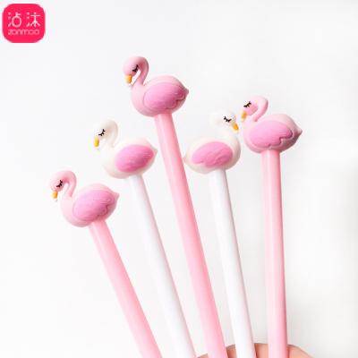 China office & School Pen Cute Japanese Kawaii Flamingo Shape Plastic School Kids Gel Pens Black Ink 0.5mm Stationery for sale