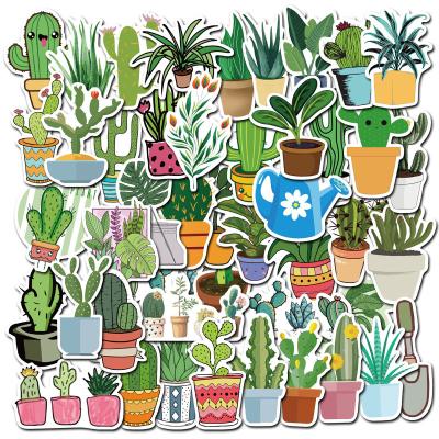 China Cute Decorative Sticker Green Plants Cartoon Stickers PVC Doodle Stickers and DIY Cartoon Paper Stickers 45 Pieces for sale