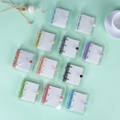 China Loose-leaf Refillable Stationery 3 Student School Binder Notebook Korean Cute Spiral PVC Mini Transparent Holes for sale