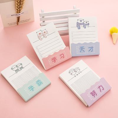 China Anime Self-adhesive Creative Cartoon Note Student Notepad Cute Message Paper Notepad Customize 4 Designs for sale