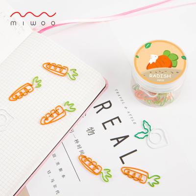 China Cute Colorful White Metal Office Classic School Carrot Paper Clips Radish Paper Clips 20piece/packs for sale