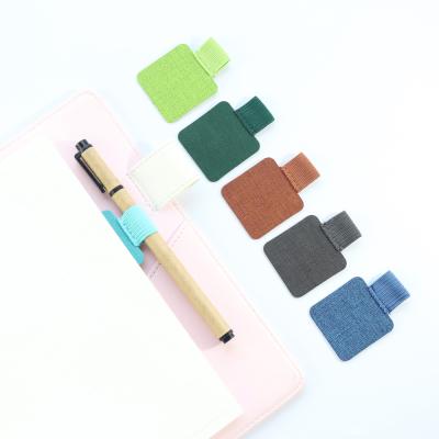 China Leather Pen Holder Rainbow Color Office School Elasticity Pen Holder Notebook Accessories Stationery, 12 Colors for sale