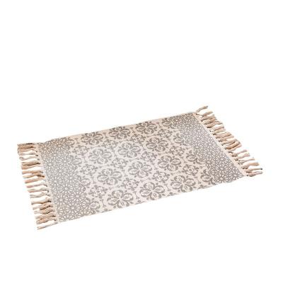 China Nordic style hand-crafted tassel mat color geometry home decoration absorbent mat series cotton rope anti-dirty tamping washable for sale