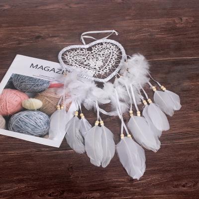 China Europe Dream Catcher Wall Hanging Ornaments Heart Shape Wind Rings Wall Hanging Ornaments Crochet Dream Catcher Wedding Decoration for sale