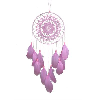 China India lace flower more color beige dream catcher crochet feather for kids bedroom wall hanging with wedding party decor for sale