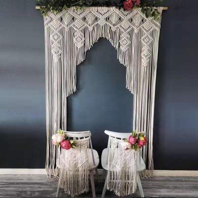 China Door Hanging Curtains Window Curtain Macrame Macrame Wall Hanging Tapestry Minimalist Macrame Door Wedding Arch Backdrop Boho for sale