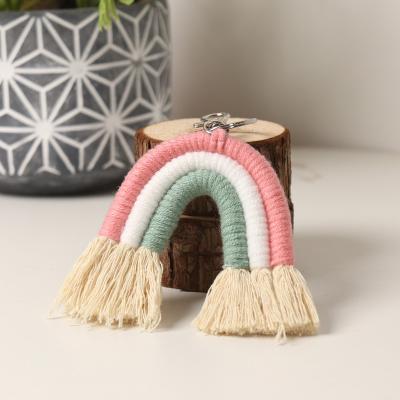 China Fresh Small New Handwoven Rainbow Bag Rainbow Key Chain Pendant Key Chain Hot Sale MS7639 for sale