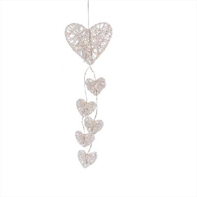 China Home Decor China 6 Heart Shaped Wicker Material For Sale Christmas Love Gift With LED Decoration Wall Hanging Craft for sale