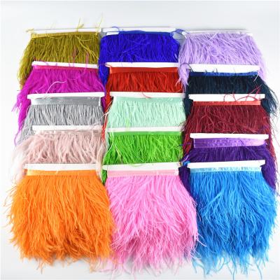 China Material Decoration Ostrich Feather Trim Ostrich Feather Tassel Feather Trim Fringe Clothes Decoration Feather Trimmings for sale