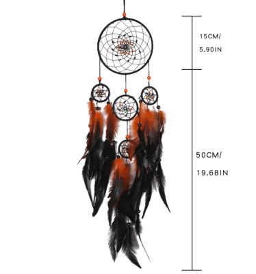 China FIVE-RING DREAM CATCHER orange dream catcher, Indian decorative pattern wall hanging decorations MS9136 for sale