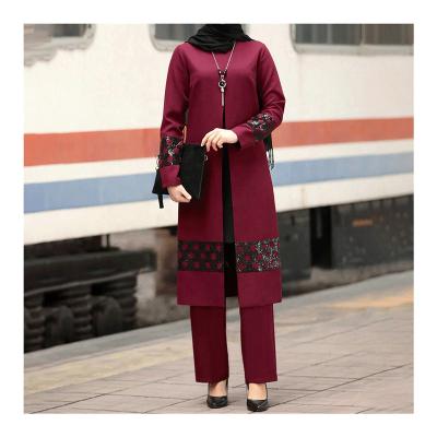 China 2022 New Style Polyester Loose Plus Size Arab Women's Middle East Elegant Casual Muslim Dress Slim Suit Slim Suit for sale