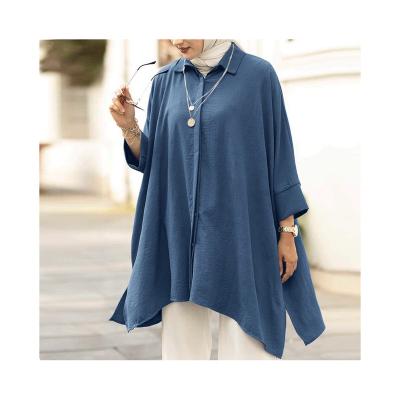 China Long Polyester Tops For Girls Wear 2022 Plus Size Dubai UK Middle East Turkey Malaysia Muslim Casual Outfits Elegant Irregular Design for sale