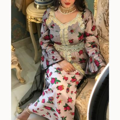 China Polyester Printed Mesh Arabic Ashionable Ethnic Embroidered Islamic Clothing Islamic Women Muslim Dresses for sale