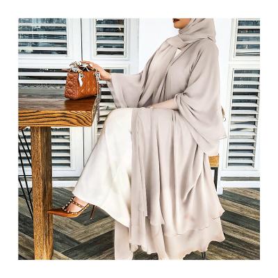 China 2021Best Hot Selling Polyester Chiffon EID Abaya Islamic Clothing Abaya Dubai Hijab Dress Muslim Open Turkish Dress Women Islamic Clothing for sale