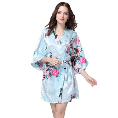 China Warm QUICK DRY on Amazon emulation silk cardigan suit wrap v-neckline mid length largest class pajamas available for ladies for sale