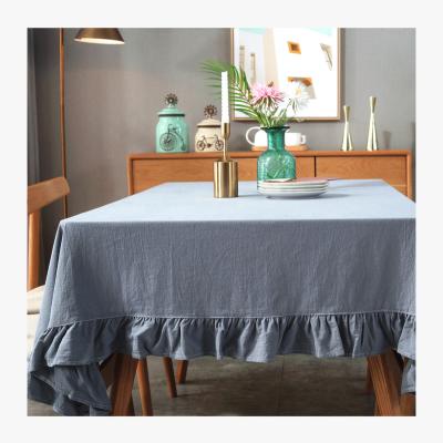 China Vintage Europe Beehive Trim Washable Cotton Tablecloth French Linen Table Cover For Rustic Kitchen Farmhouse Wedding for sale