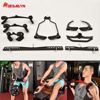 China Indoor Fitness Lat Pull Down Bar Home Gym Pulley Grabs Rotating V-bar Pulley Cable Machine T-Handle Bar Pulley Cable Machine Attachment for sale