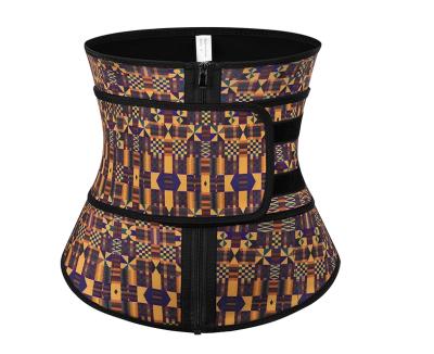 China Latex Women Adjustable African Print 25 Steel Bone Waist Trainer Belt for sale