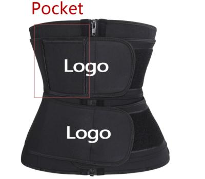 China Adjustable Neoprene Double Strap Slimming Soft Sweat Bands Waist Trimmer Belt With Pocket for sale