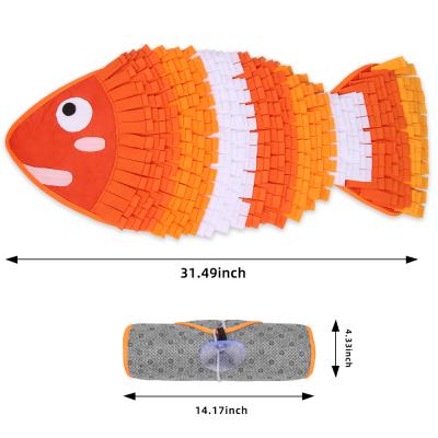 China Wholesale Design Dog Puzzle Toys Stocked Soft Felt Fish Training Nose Pet Feeding Mat For Dog for sale