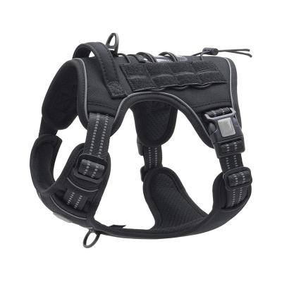 China Reflective Durable Black Dog Harness Safety Nylon Military Tactical Adjustable Vest for sale