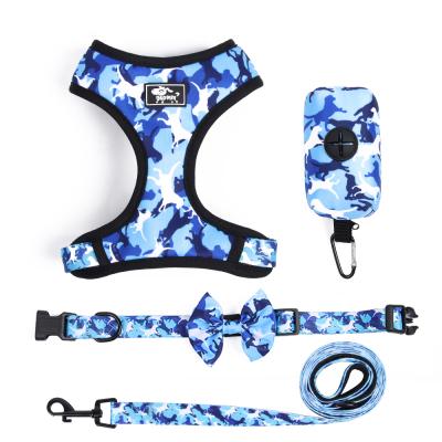 China Thoughtful Dress Harness Chest Accessories Pet Camouflage Color Draw Camouflage Dog Leash And Pet Harness Set for sale