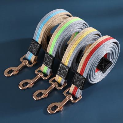 China 2cmx200cm Wholesale Thick Cotton Reflective Stripe Soft Woven Webbing Forming Long Dog Leashes For Pets for sale