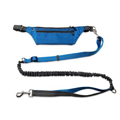 China Wholesale Reflective Nylon Woven Webbing Running Retractable Long Pet Dog Leash Hands Free With Belt Bag for sale