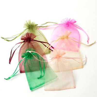 China Wholesale Promotion Small Organza Bag 13x18cm Black 5x7inches Drawstring Organza Gift Bag Mesh Package Bag for sale