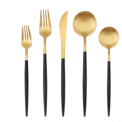 China Stocked Wholesale Europe Design 304 Metal Steak Fork And Knife Gold Stainless Steel Set Customize For Events for sale