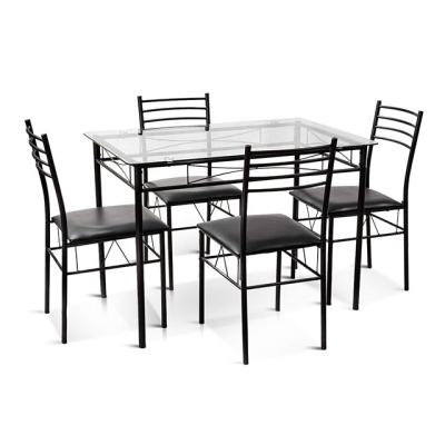 China (Other) Best Seller 5 Piece Adjustable Modern Tempered Glass Dining Set for sale