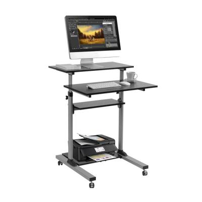 China Adjustable (Height)Mobile Position Desktop Rolling Workstation Cart Stand Up Media Podium Desktop Presentation Mobile Computer Cart for sale