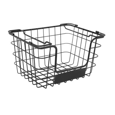 China Mordern Stacking Wire Market Baskets With Chalk Label Fruit Vegetable Product Metal Storage Bin for sale