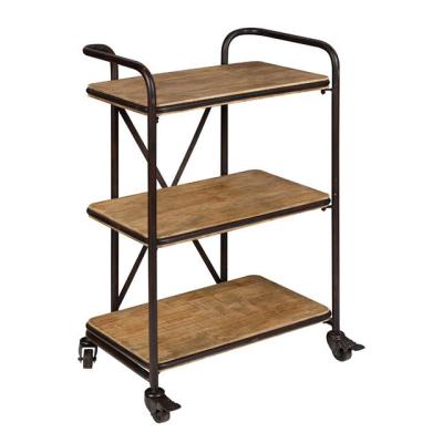 China Durable Industrial Antique Rustic Finish Industrial Style Bar Cart Vintage Bar Cart Kitchen Cart Kitchen Cart on Wheels for sale