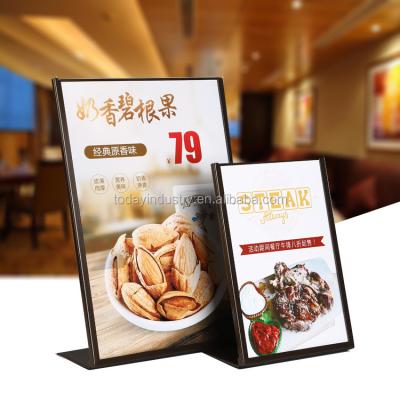 China Eco-friendly A4 Table Top Menu Sign Holder Office Picture Frame Advertisement Restaurant Poster Display Stand for sale