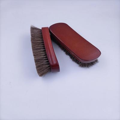 China Large Size Shoe Care Brush Leather Shoe Cleaning Brush Wooden Horsehair Brush for sale