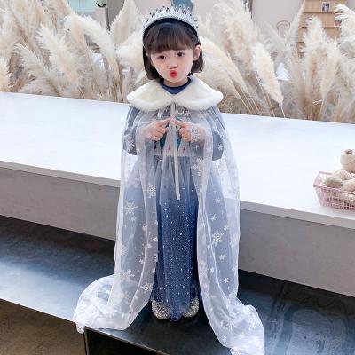 China Washable 2021 Cape 3-12 Years Old Princess Dress Spring /summer/autumn mesh children's dress two-layer dual-use skirt for sale