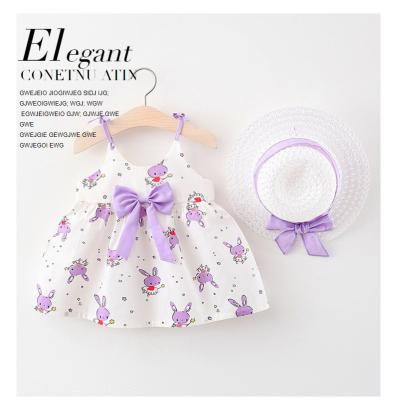 China T3194 Anti-wrinkle dress girl princess dress, the new Korean version of the summer baby girls cartoon rabbit sleeveless skirt with straps for sale