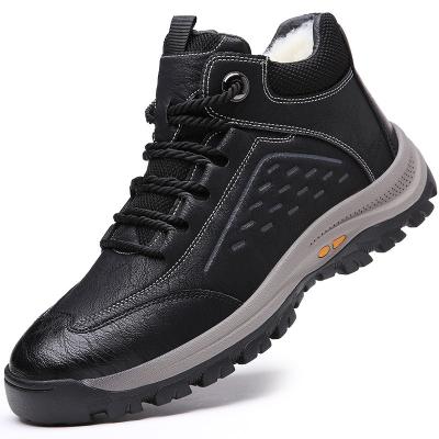 China Deodorization 2022 Running Boys Leather Shoes Outdoor Wear-resistant Sneakers Black Winter Fur Waterproof Non-slip Warm Children's Boots for sale