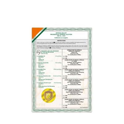 China Custom Anti-copy Security Certificate With Hologram Stamping Anti-fake Watermark For Blank Security Document for sale