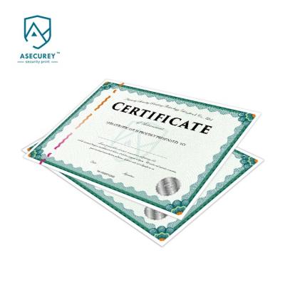 China Anti-counterfeiting / Anti-copy security certificate A4 custom printing with security thread watermark and paepr for sale